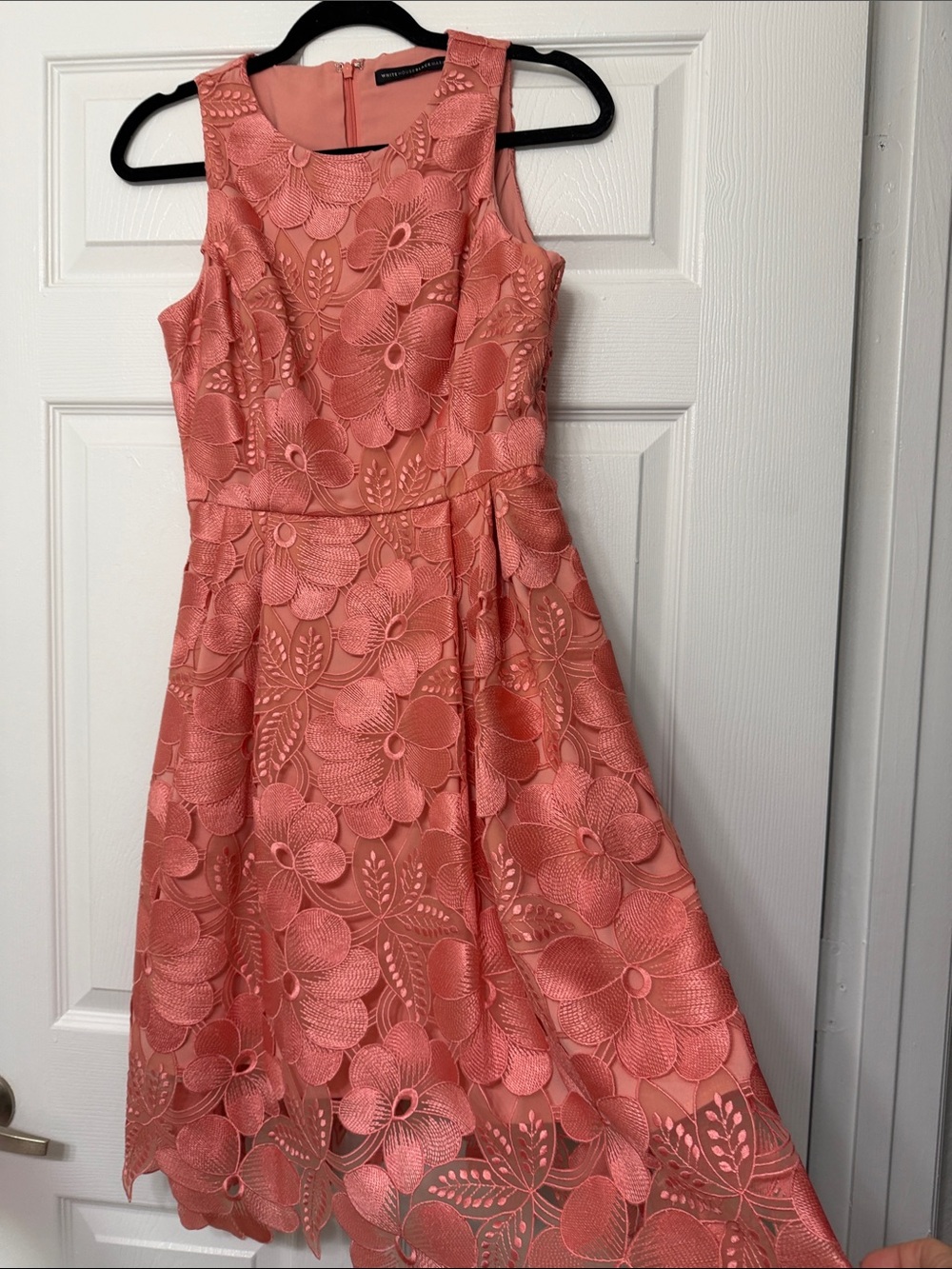 WHITE HOUSE BLACK MARKET STUNNING Coral Floral Lace Fit-and-Flare Dress